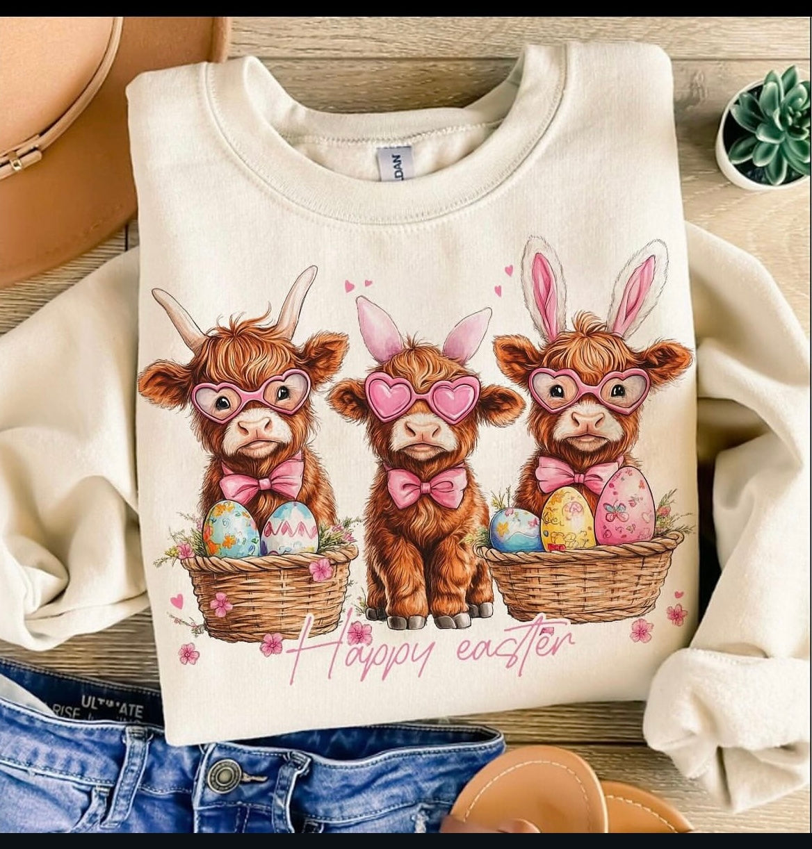 Highland Cow Easter sweatshirt
