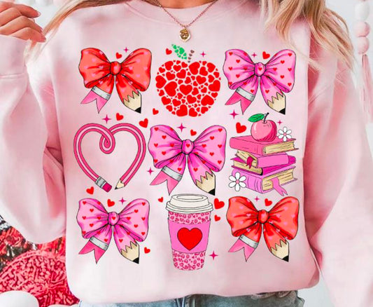 Teacher Valentines. Day Coquette sweatshirt