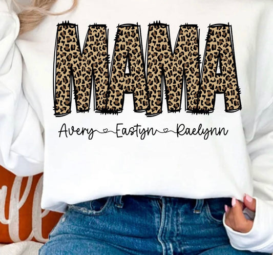 MAMA cheetah sweatshirt with names